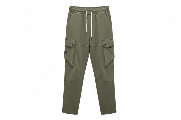 Men's Olive Green Cargo Pants - white background