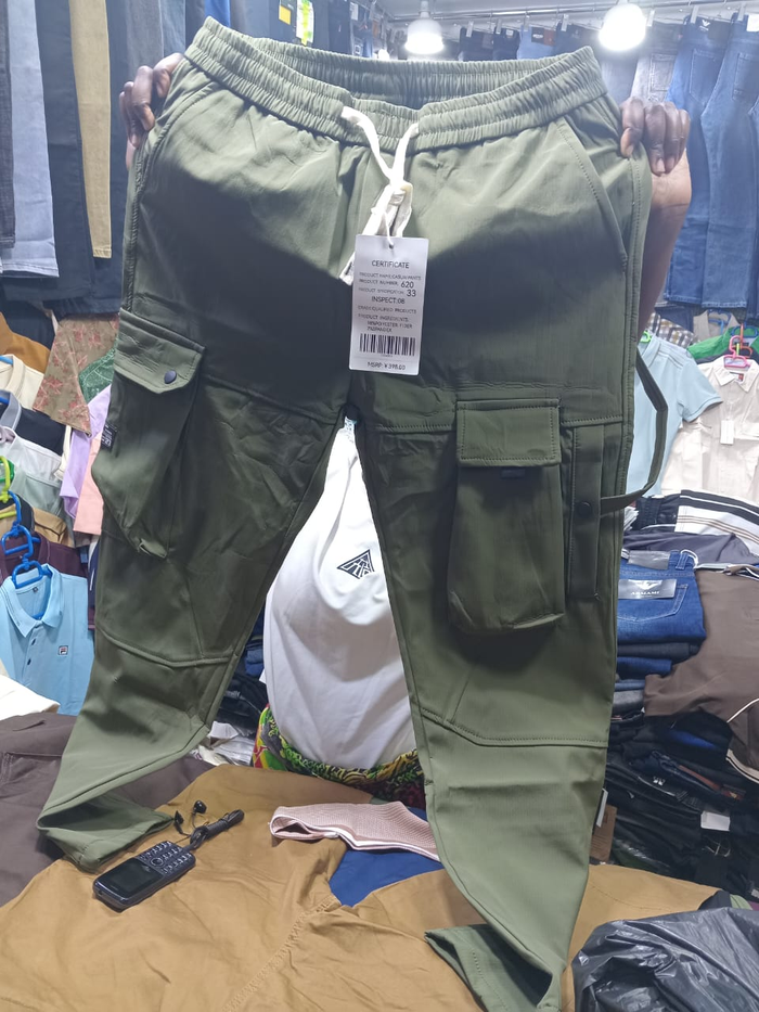 Men's Olive Green Tactical Cargo Pants - front view