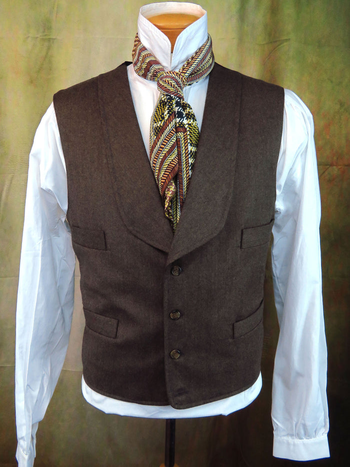 Men's Shawl Vest - Spice Brown Wool