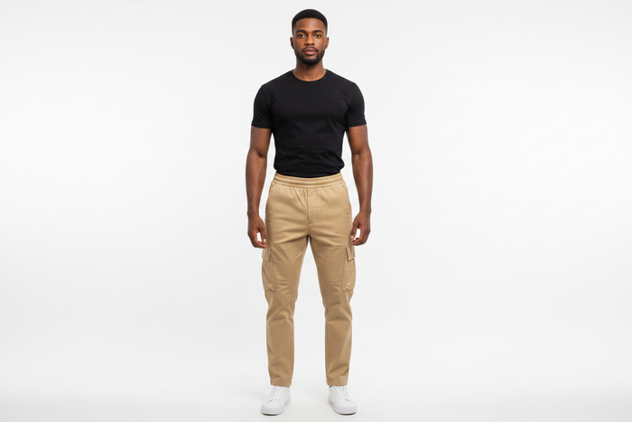 Men's Tan Cargo Pants lifestyle shot