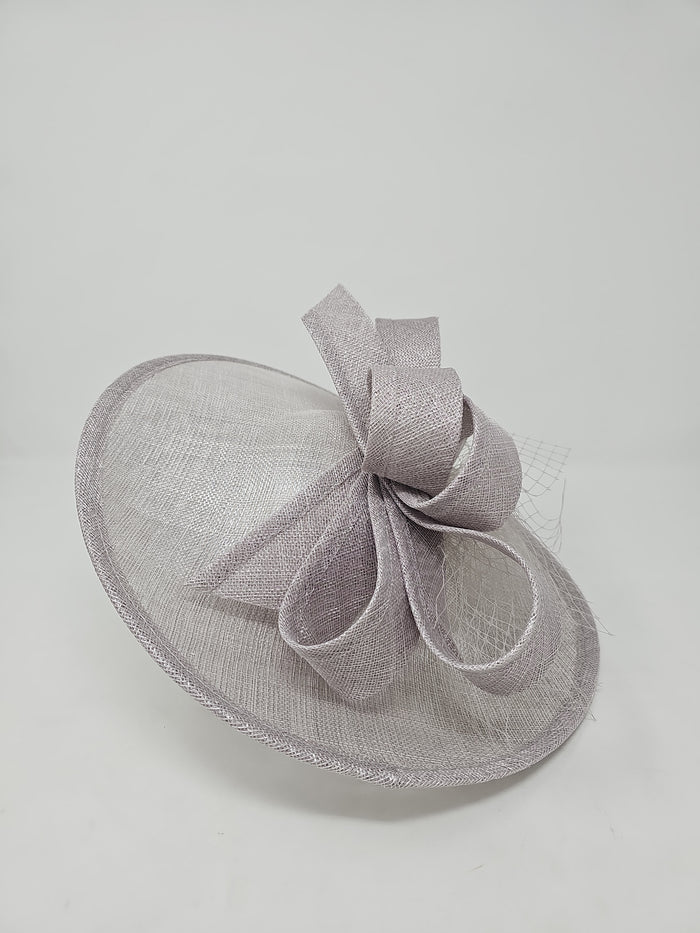 Metallic Pearl Silver Looped Feather Hatinator
