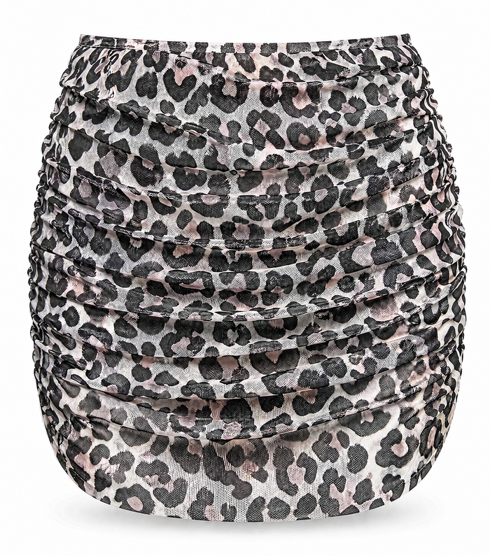 leopard mesh mini skirt