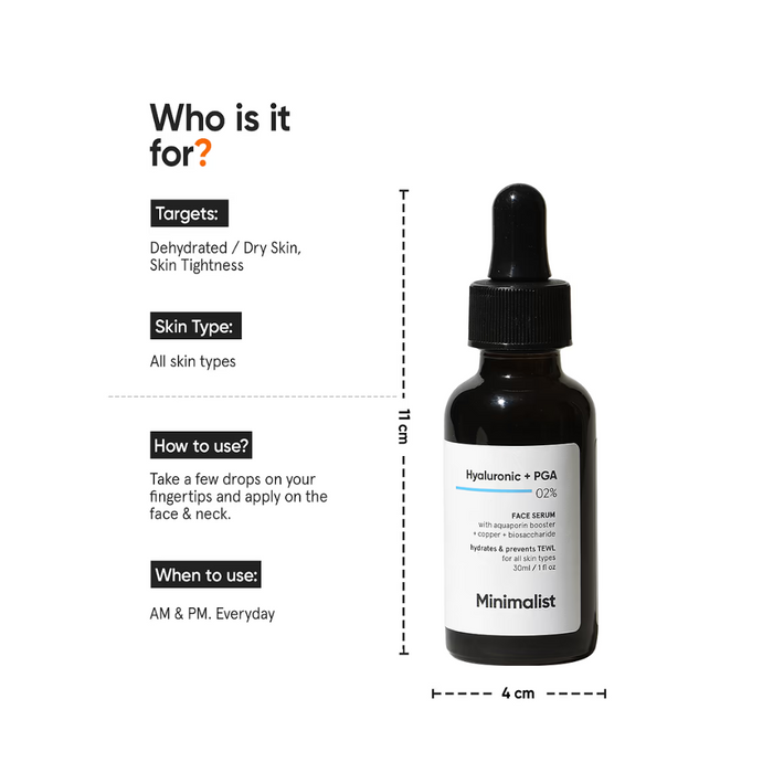 MINIMALIST HYALURONIC ACID + PGA 2% FACE SERUM 30ML