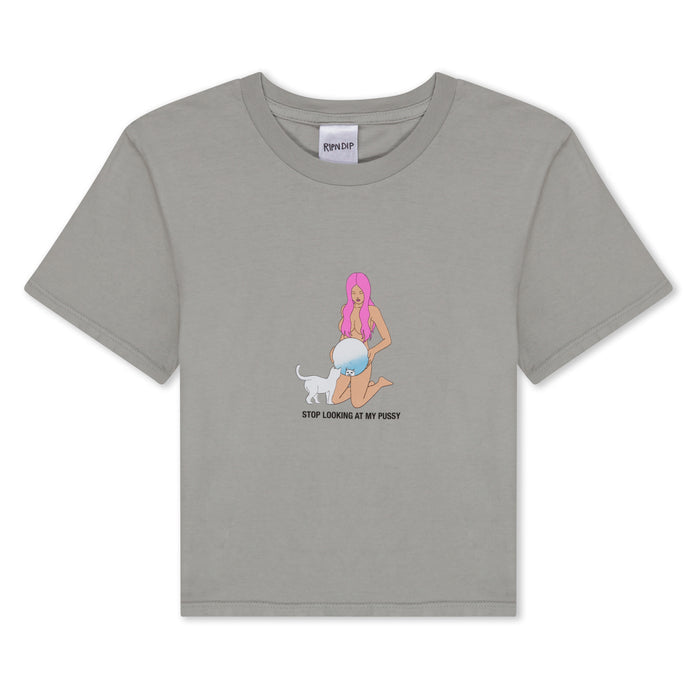 RIPNDIP Mirror Mirror Cropped Baby Tee (Grey)