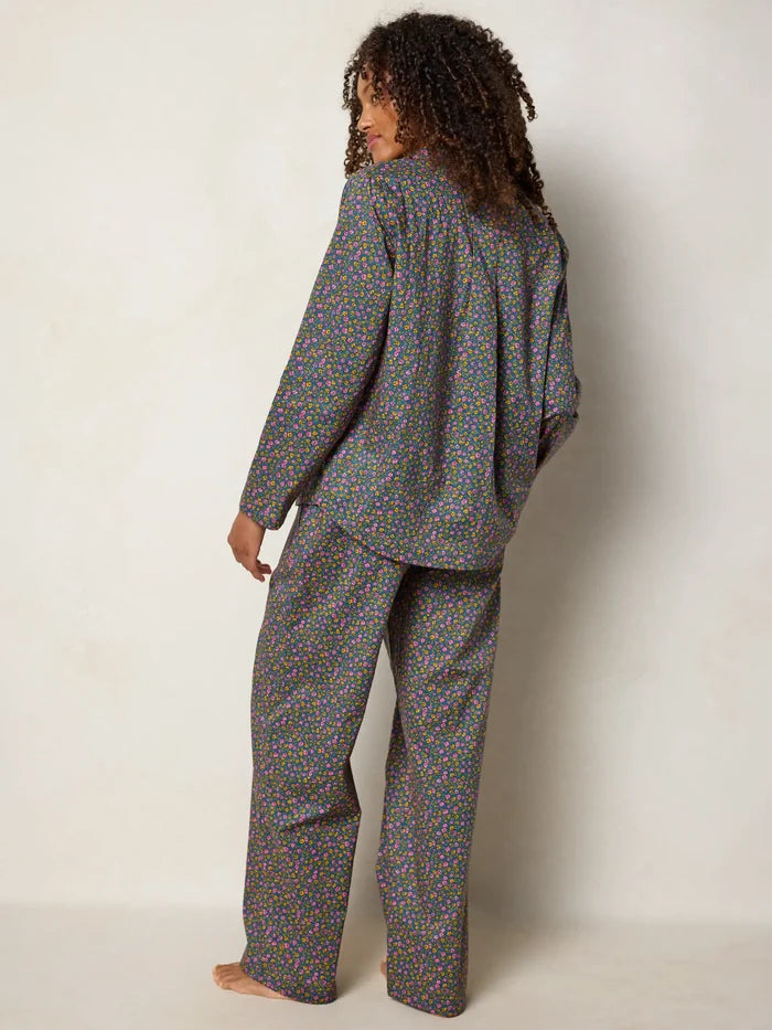 Mix & Match Cotton Long Sleeve Pajama Top - Mari Ditsy Navy-view 7