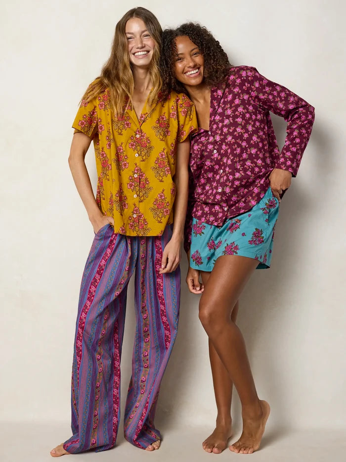 Mix & Match Cotton Long Sleeve Pajama Top - Mari Ditsy Navy-view 8