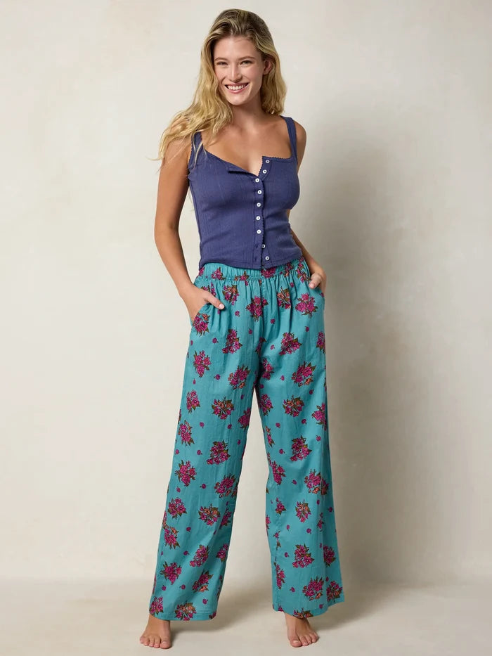 Mix & Match Cotton Pajama Pants - Flower Picking Teal-view 5