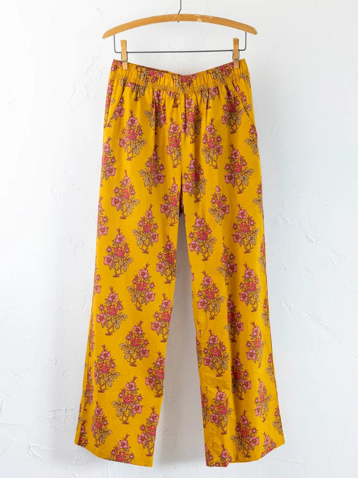 Mix & Match Cotton Pajama Pants - Garden Block Stamp Gold-view 1