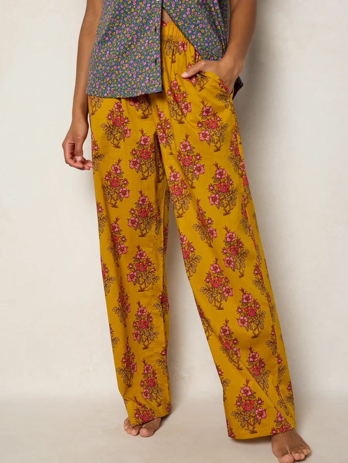 Mix & Match Cotton Pajama Pants - Garden Block Stamp Gold-view 3