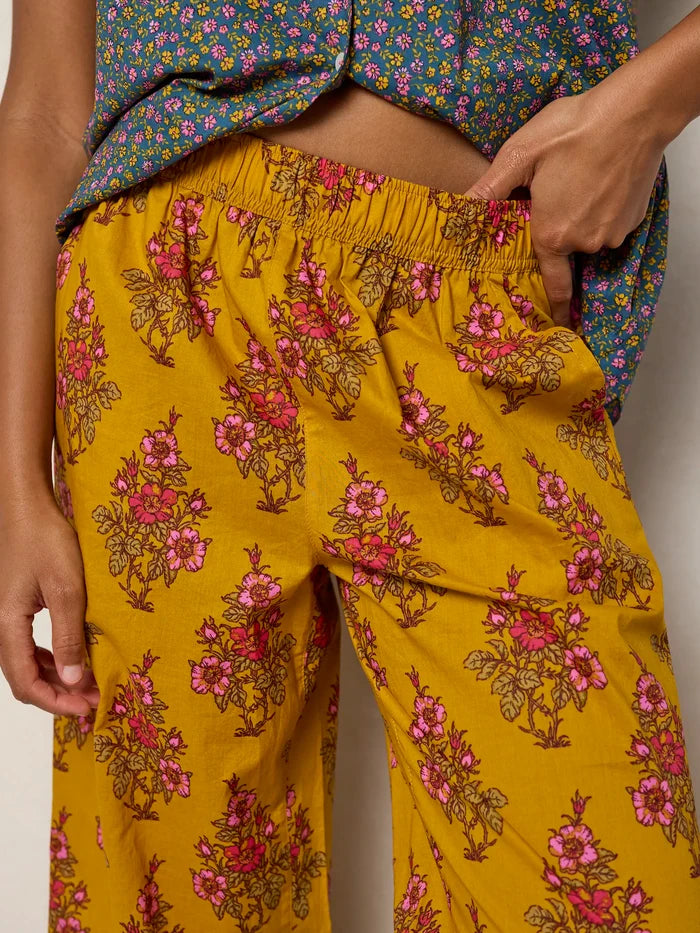 Mix & Match Cotton Pajama Pants - Garden Block Stamp Gold-view 5