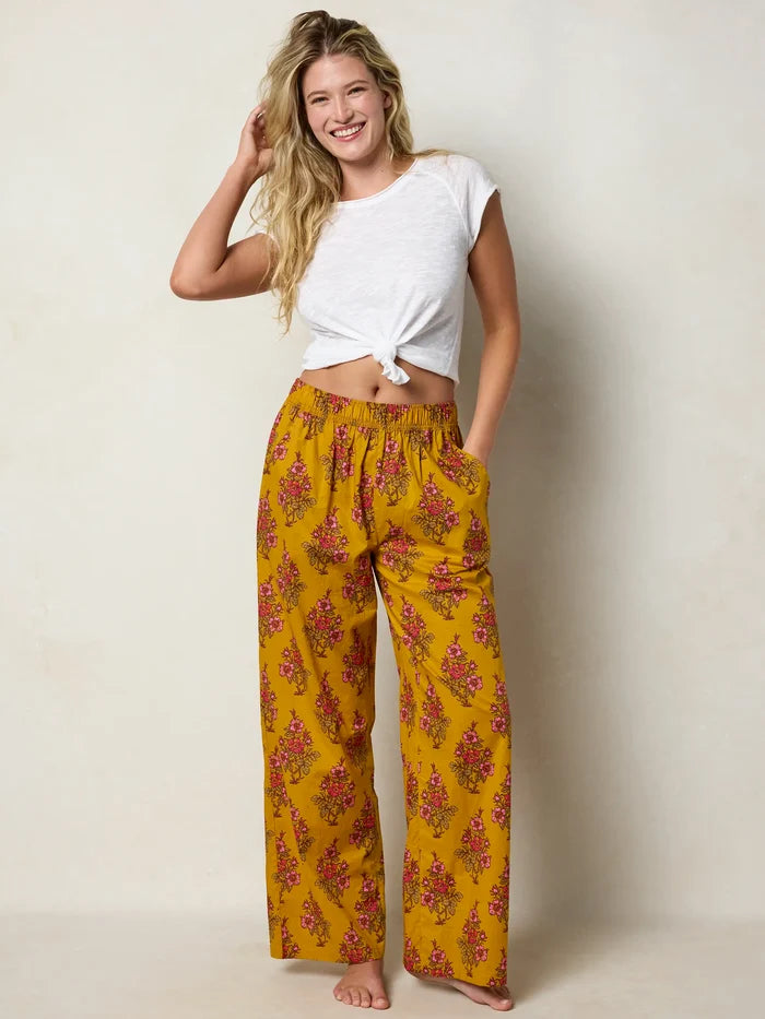 Mix & Match Cotton Pajama Pants - Garden Block Stamp Gold-view 7