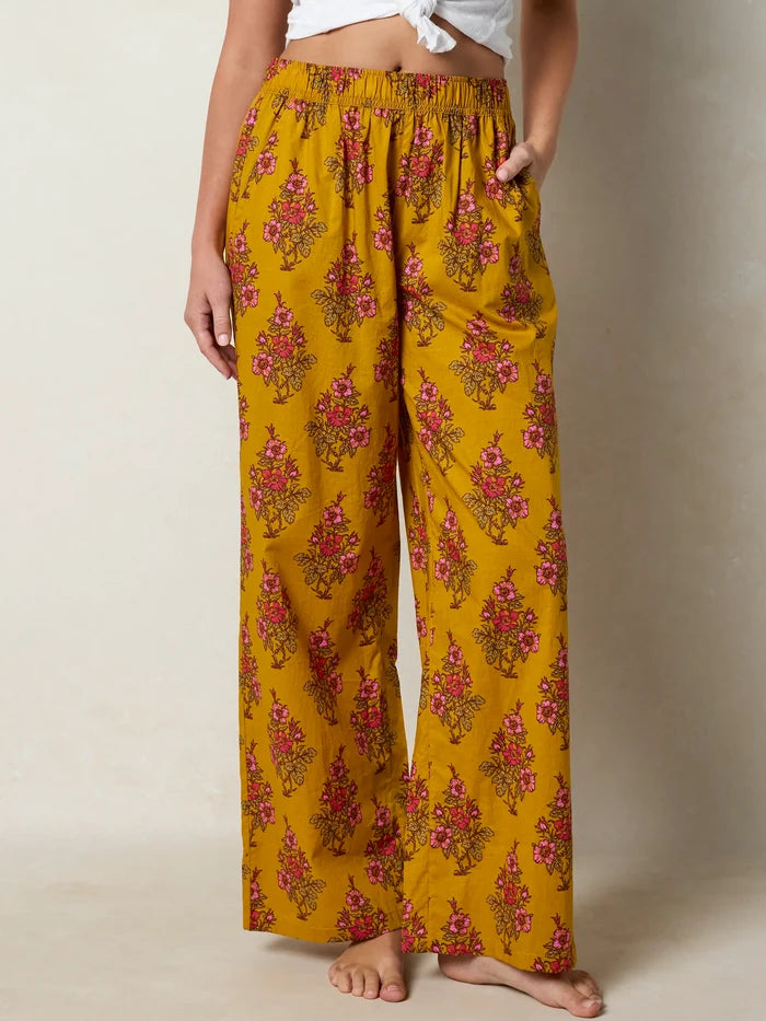 Mix & Match Cotton Pajama Pants - Garden Block Stamp Gold-view 8