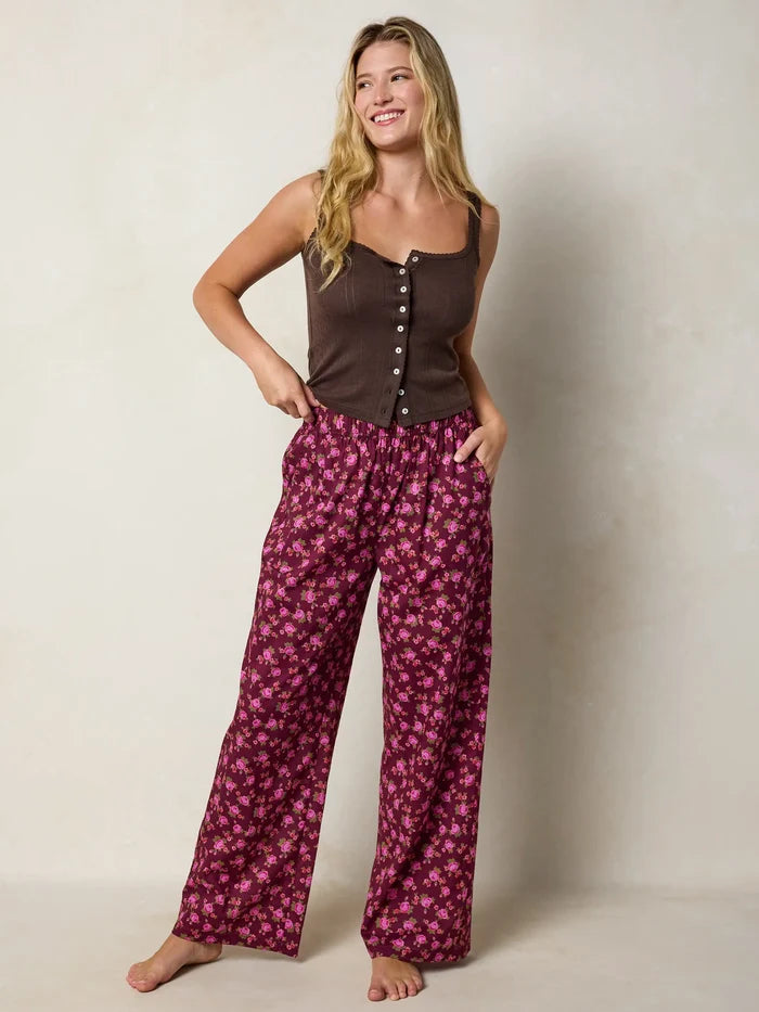 Mix & Match Cotton Pajama Pants - Porto Ditsy Merlot-view 5