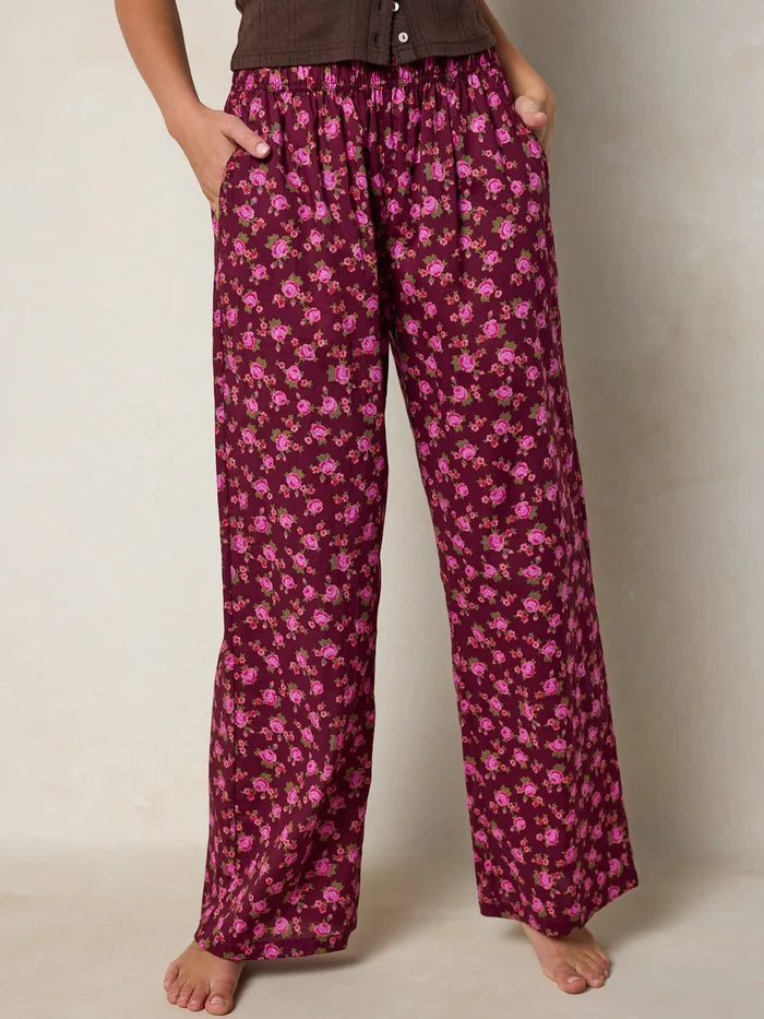 Mix & Match Cotton Pajama Pants - Porto Ditsy Merlot-view 9