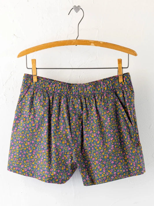 Mix & Match Cotton Pajama Shorts - Mari Ditsy Navy-view 1