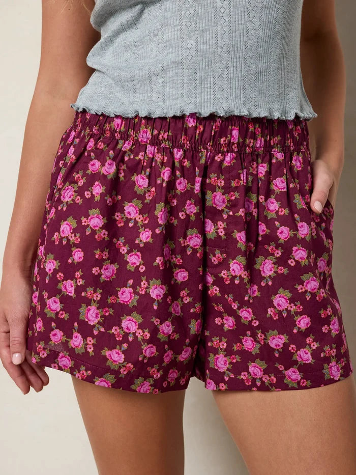 Mix & Match Cotton Pajama Shorts - Porto Ditsy Merlot-view 2