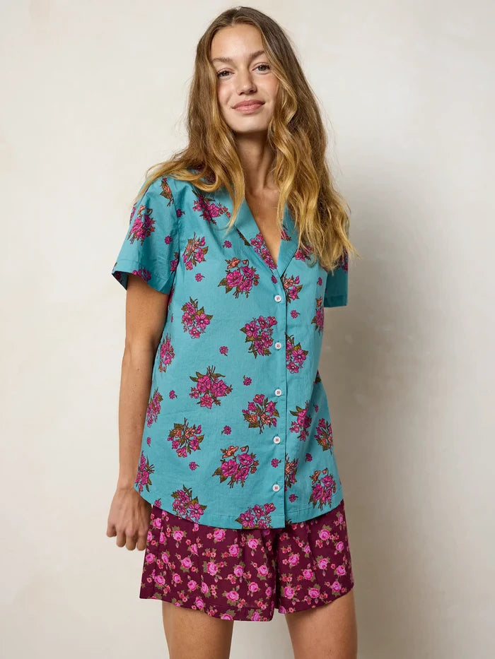 Mix & Match Cotton Pajama Shorts - Porto Ditsy Merlot-view 3