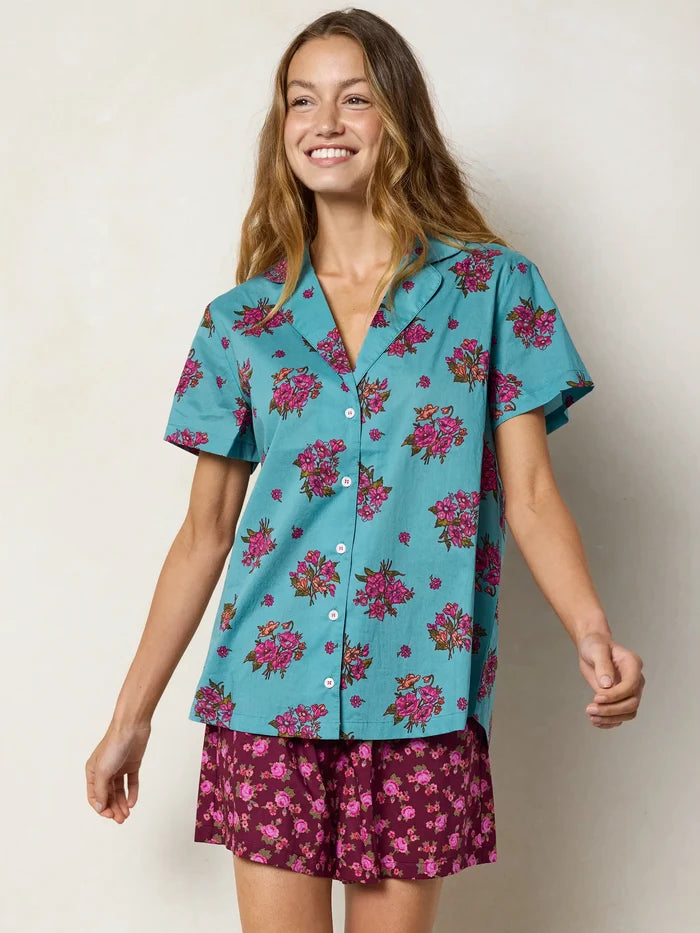 Mix & Match Cotton Pajama Shorts - Porto Ditsy Merlot-view 7