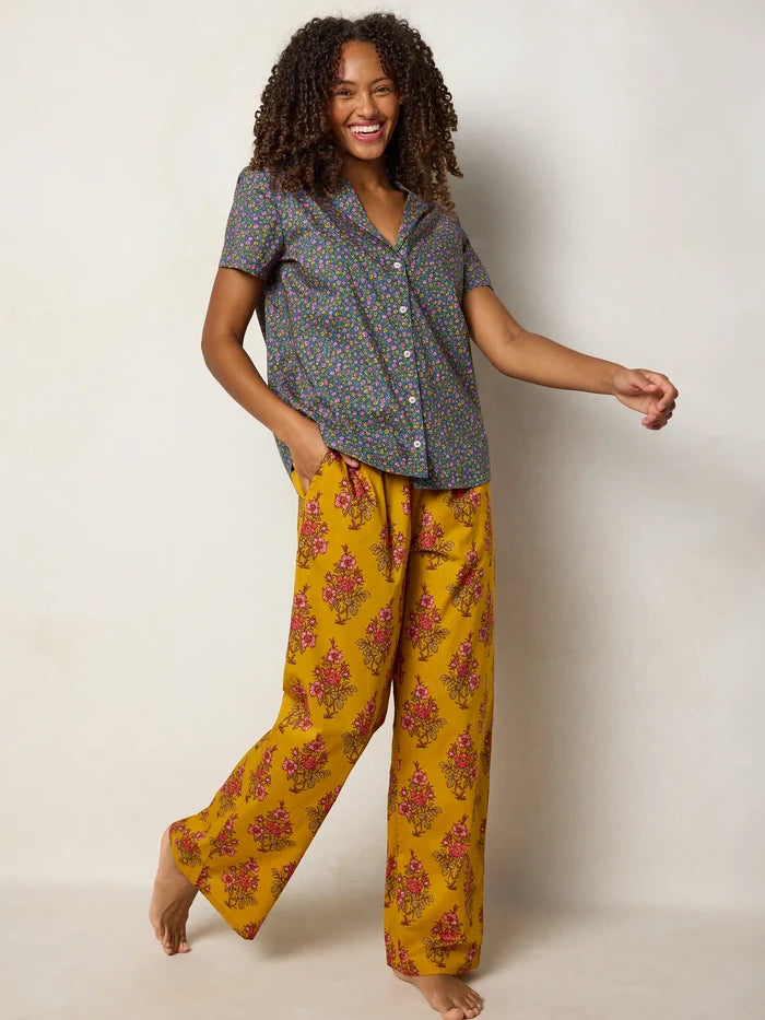 Mix & Match Cotton Short Sleeve Pajama Top - Mari Ditsy Navy-view 4