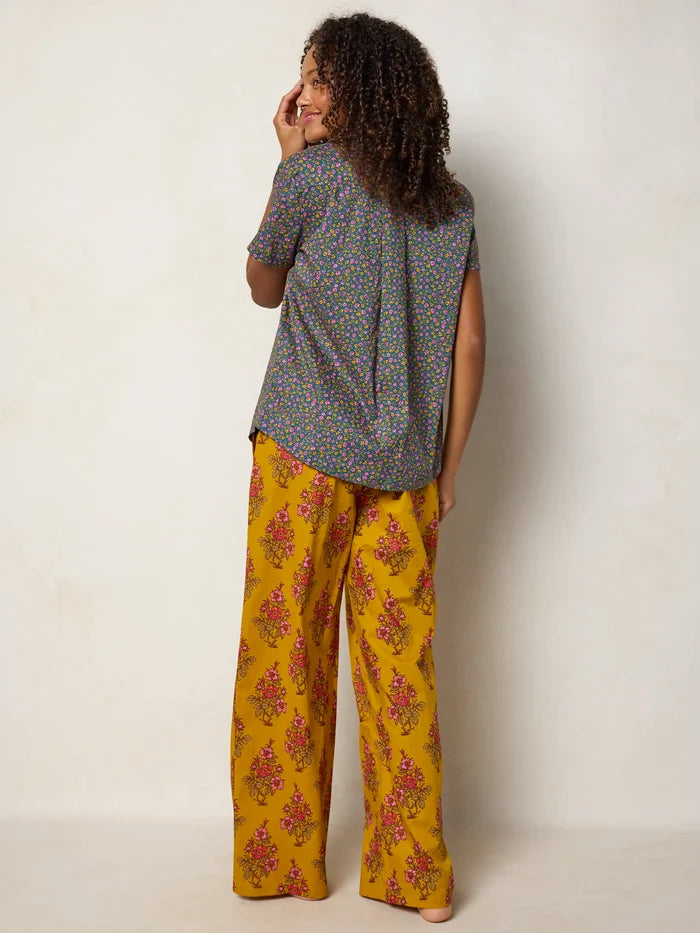 Mix & Match Cotton Short Sleeve Pajama Top - Mari Ditsy Navy-view 7