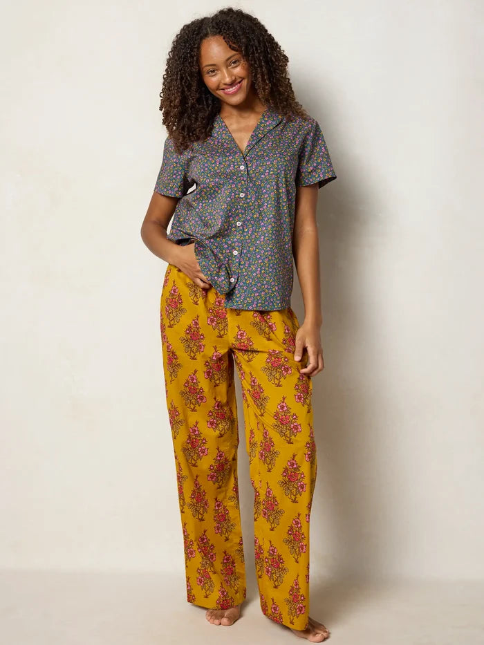 Mix & Match Cotton Short Sleeve Pajama Top - Mari Ditsy Navy-view 8