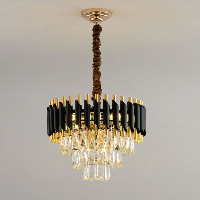Modern Crystal Black Gold Chandelier With Matching Wall Lights~4118