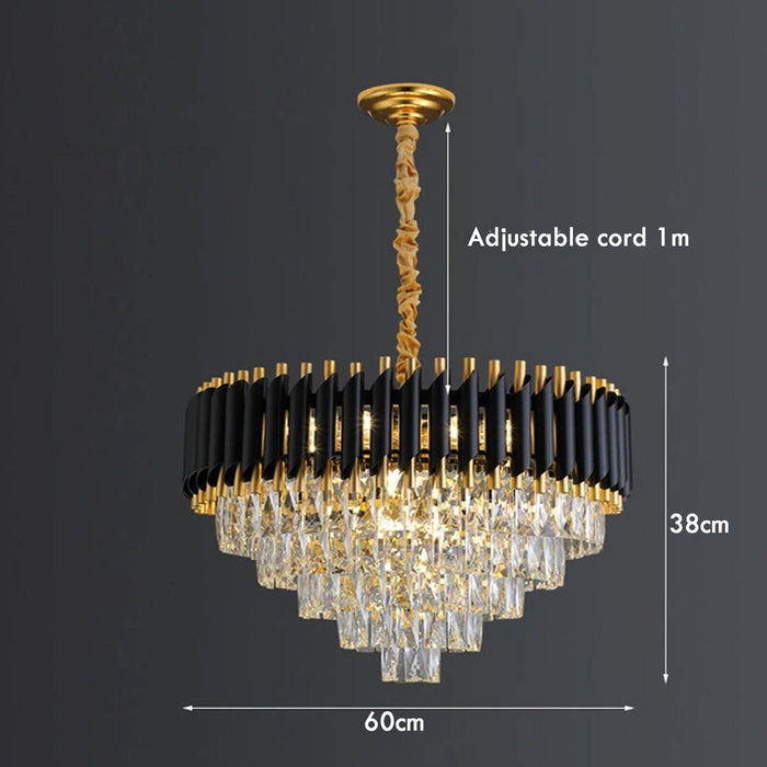 Modern Crystal Black Gold Chandelier With Matching Wall Lights~4118