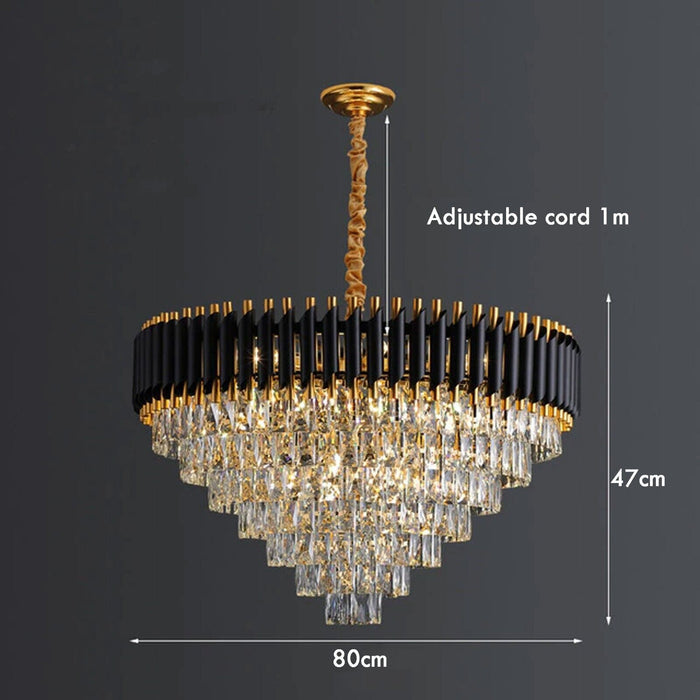 Modern Crystal Black Gold Chandelier With Matching Wall Lights~4118