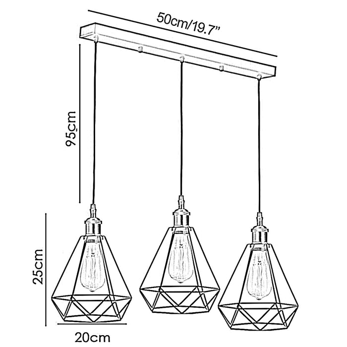 Modern Retro Industrial Ceiling Light Shade Hanging Pendant Light Cage 3Way Lamp~5020