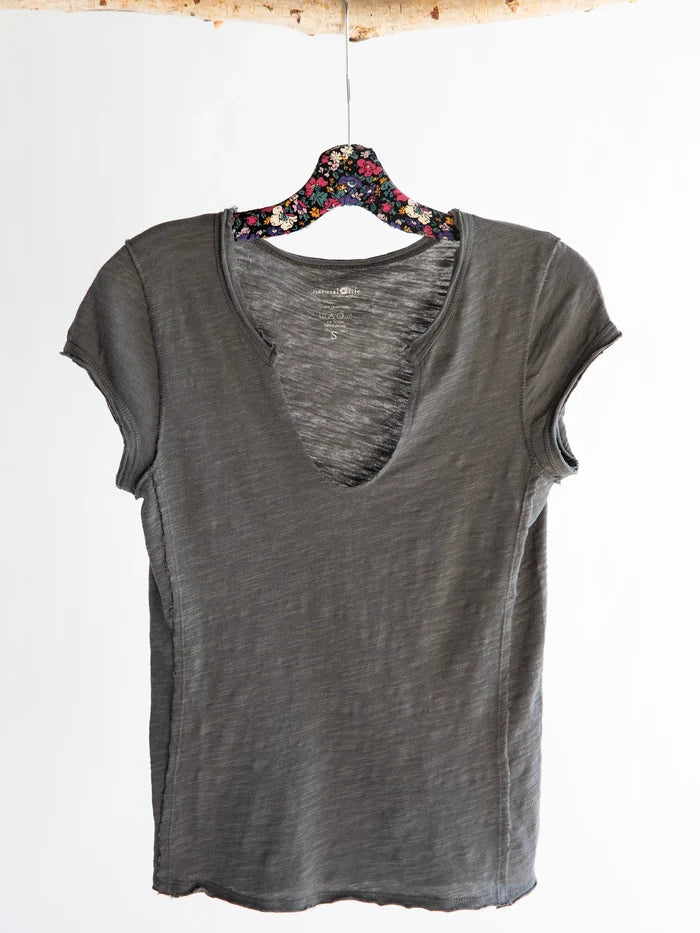Molly Cotton Tee Shirt - Charcoal-view 2