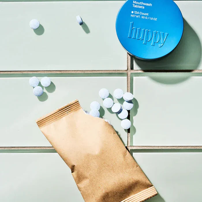 Huppy Mouthwash Tablets Mouthwash Tablets - Zero Waste Mouthwash - All Natural, Plastic-Free, Refillable, 124 ct.