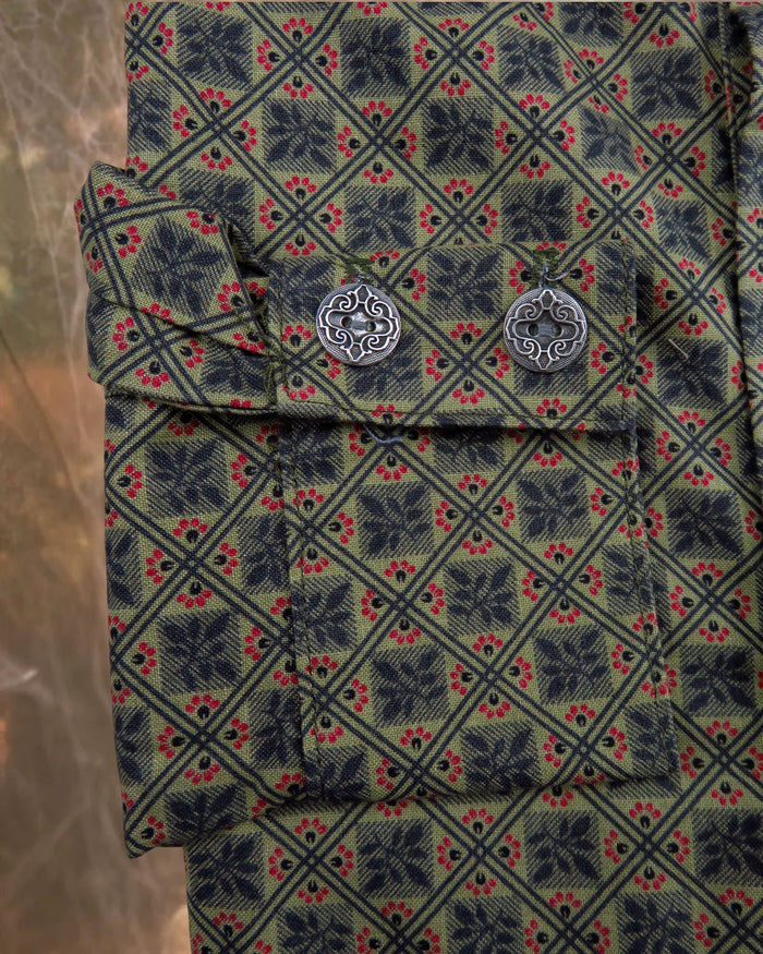 Olive and Red Lattice Dakota Shirt