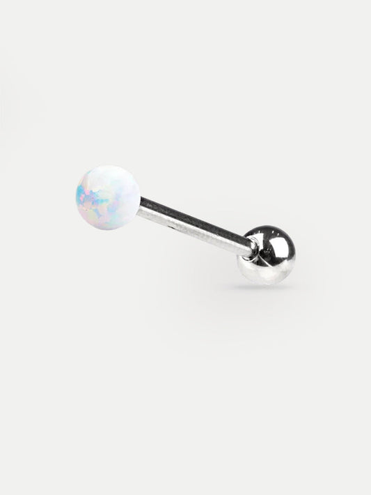 Opal Tongue Barbell 14G | White-Image 1