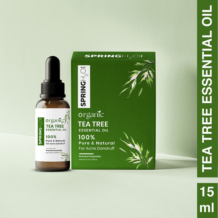 Organic Tea Tree Essential Oil for Face, Dandruff & Acne