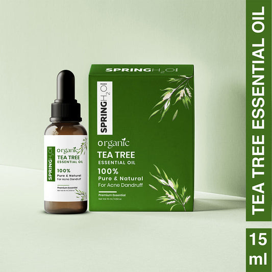 Organic Tea Tree Essential Oil for Face, Dandruff & Acne