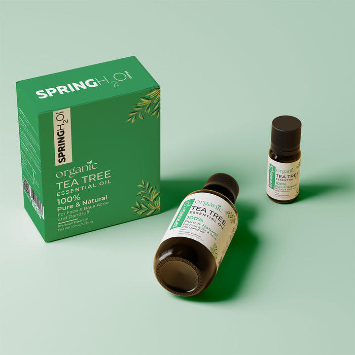 Organic Tea Tree Essential Oil for Face, Dandruff & Acne