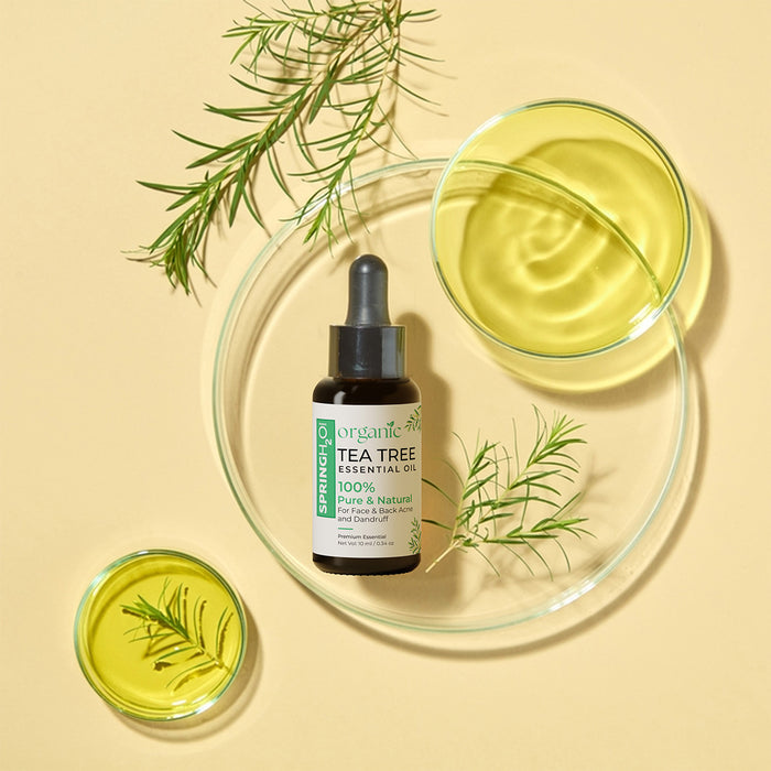 Organic Tea Tree Essential Oil for Face, Dandruff & Acne