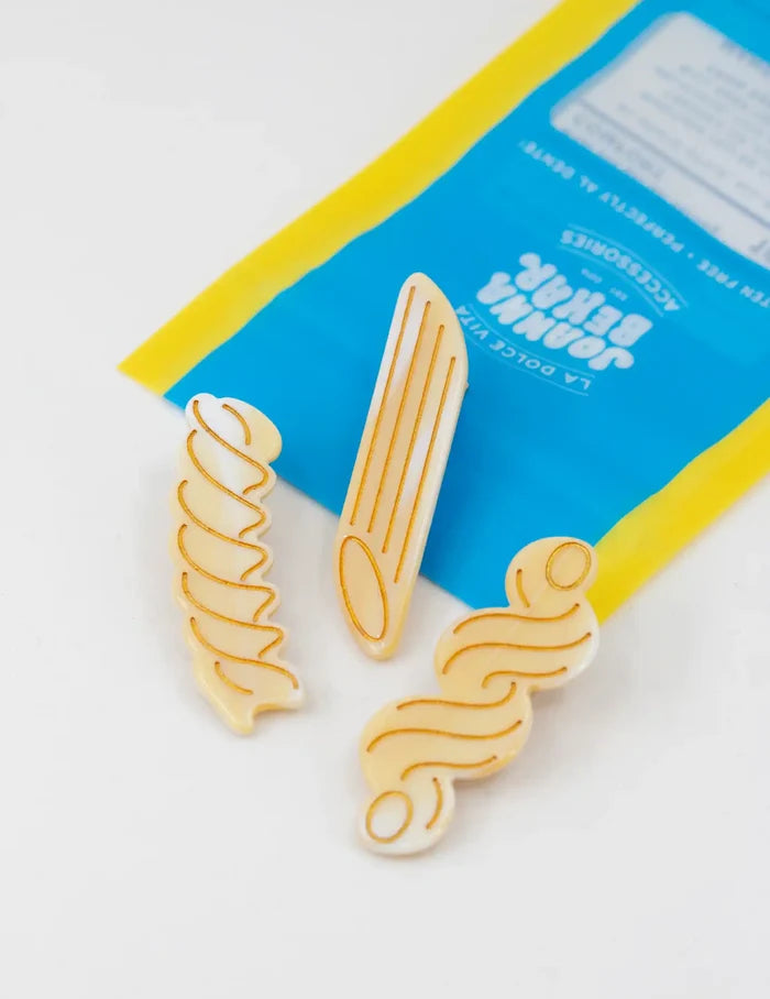 Pasta Alligator hair clip set - Penne, Fusilli, Cavatappi