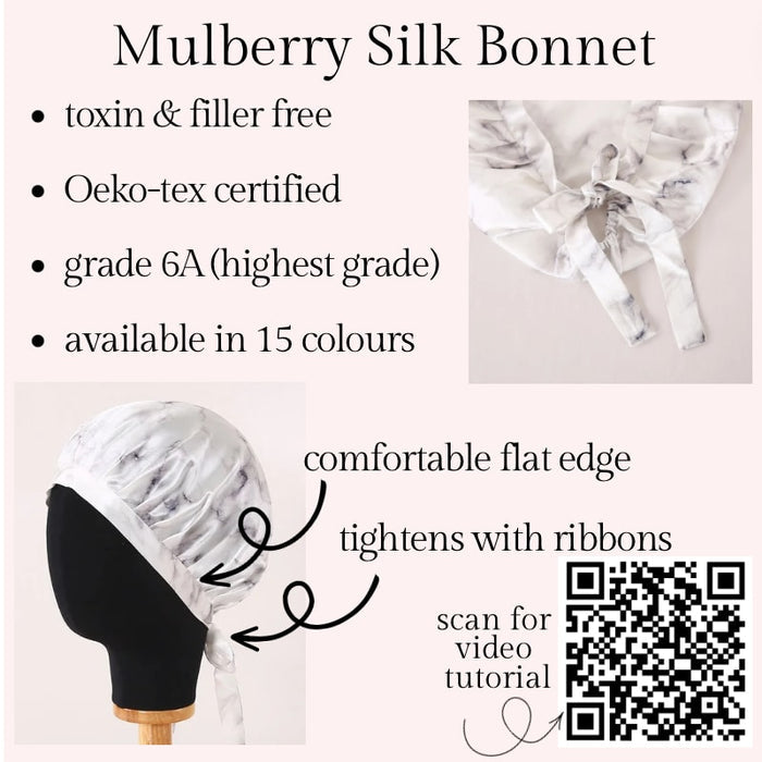 Pearl Marble Mulberry Silk Adjustable Bonnet