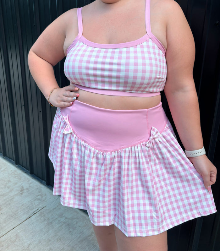 Pink gingham athletic set ￼