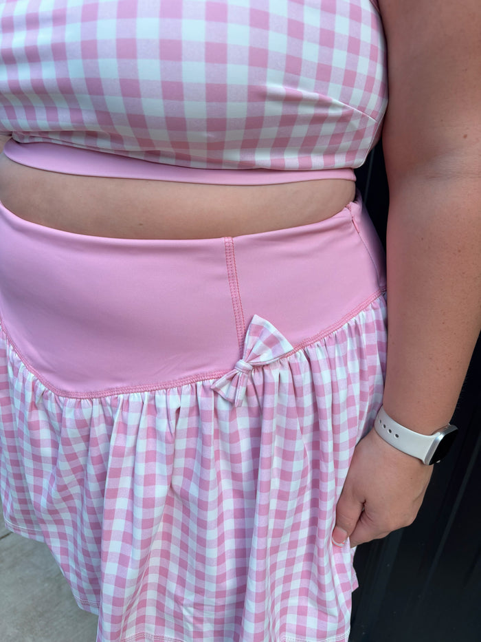 Pink gingham athletic set ￼