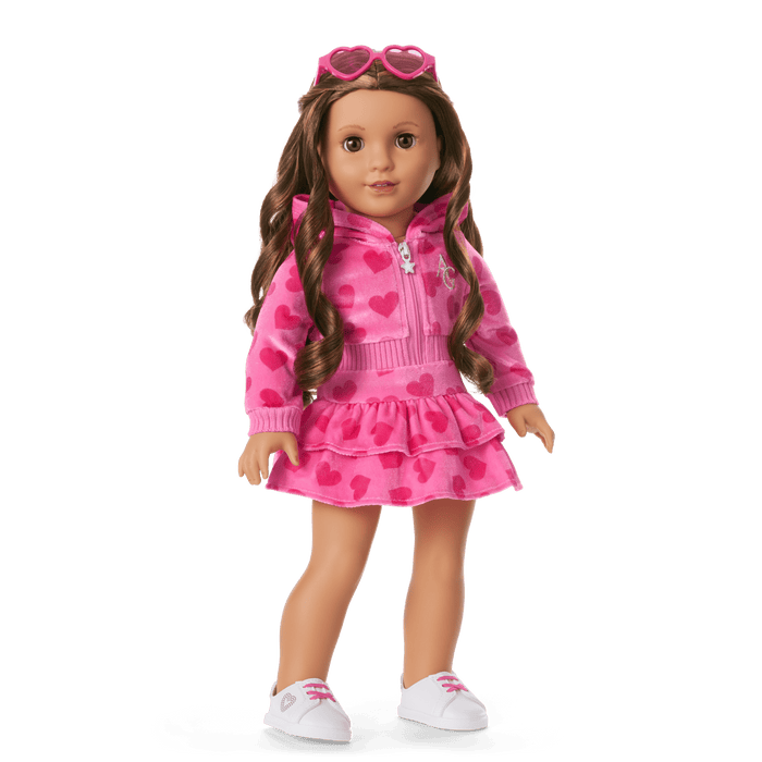 Pink Hearts Hoodie Dress for 18-inch Dolls