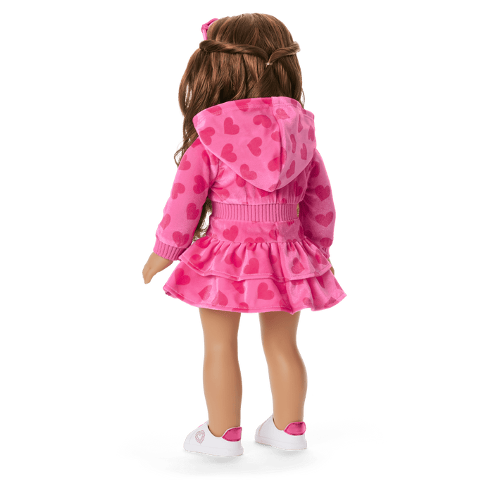 Pink Hearts Hoodie Dress for 18-inch Dolls
