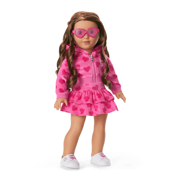Pink Hearts Hoodie Dress for 18-inch Dolls