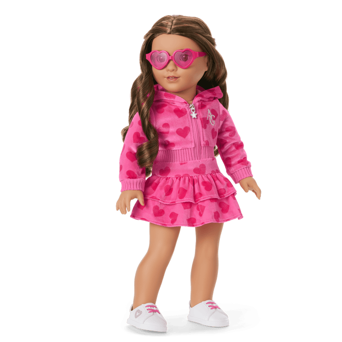 Pink Hearts Hoodie Dress for 18-inch Dolls
