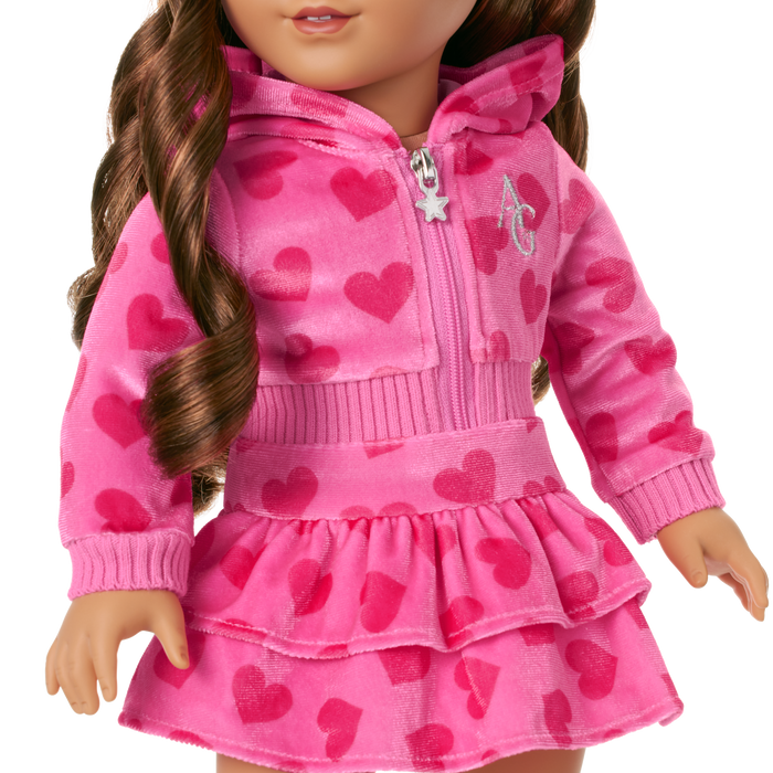 Pink Hearts Hoodie Dress for 18-inch Dolls