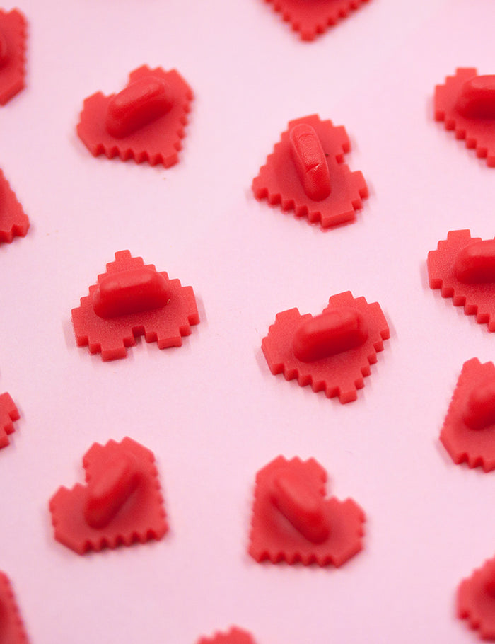 PIXEL HEART Shaped rubber pin backers