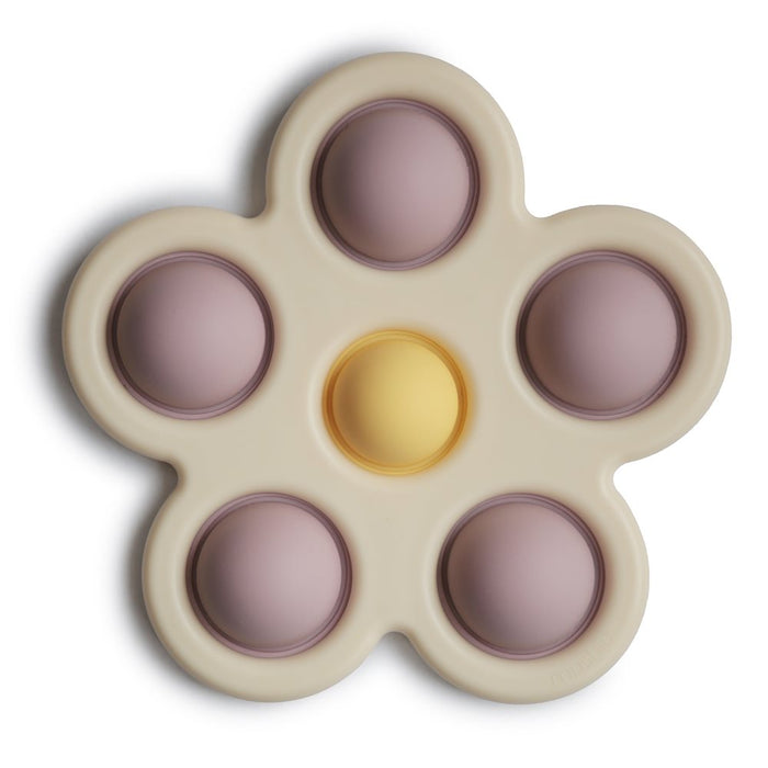 mushie - Press Toy - Flower - Soft Lilac/Pale Daffodil/Ivory