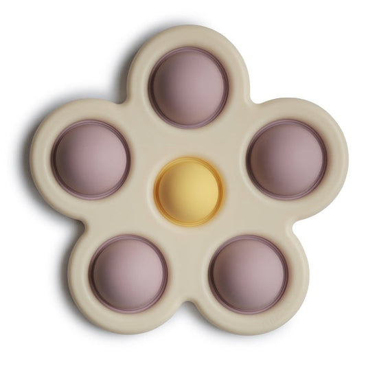 mushie - Press Toy - Flower - Soft Lilac/Pale Daffodil/Ivory