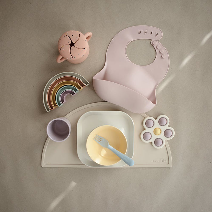 mushie - Press Toy - Flower - Soft Lilac/Pale Daffodil/Ivory